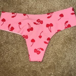 Small PINK thong panties with cherry print